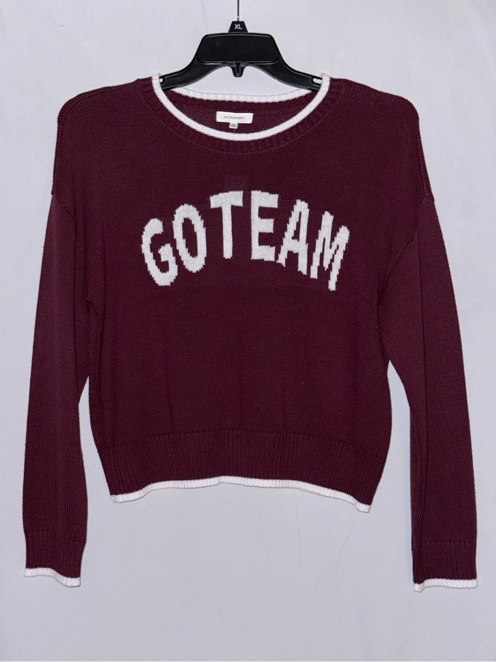 NWT No Comment 'GO TEAM' Crewneck Long Sleeve Sweater Size Large